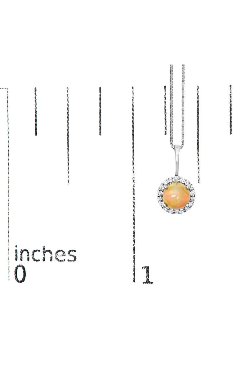 Haus of Brilliance 10K Gold Gemstone and 1/10 Cttw Diamond Accent Halo Pendant Necklace, Alternate, color, White | Multi Opal