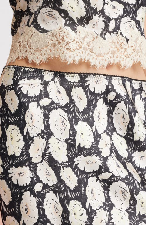 Doen Elowette Lace-trimmed Floral-print Silk-satin Skirt In Multi