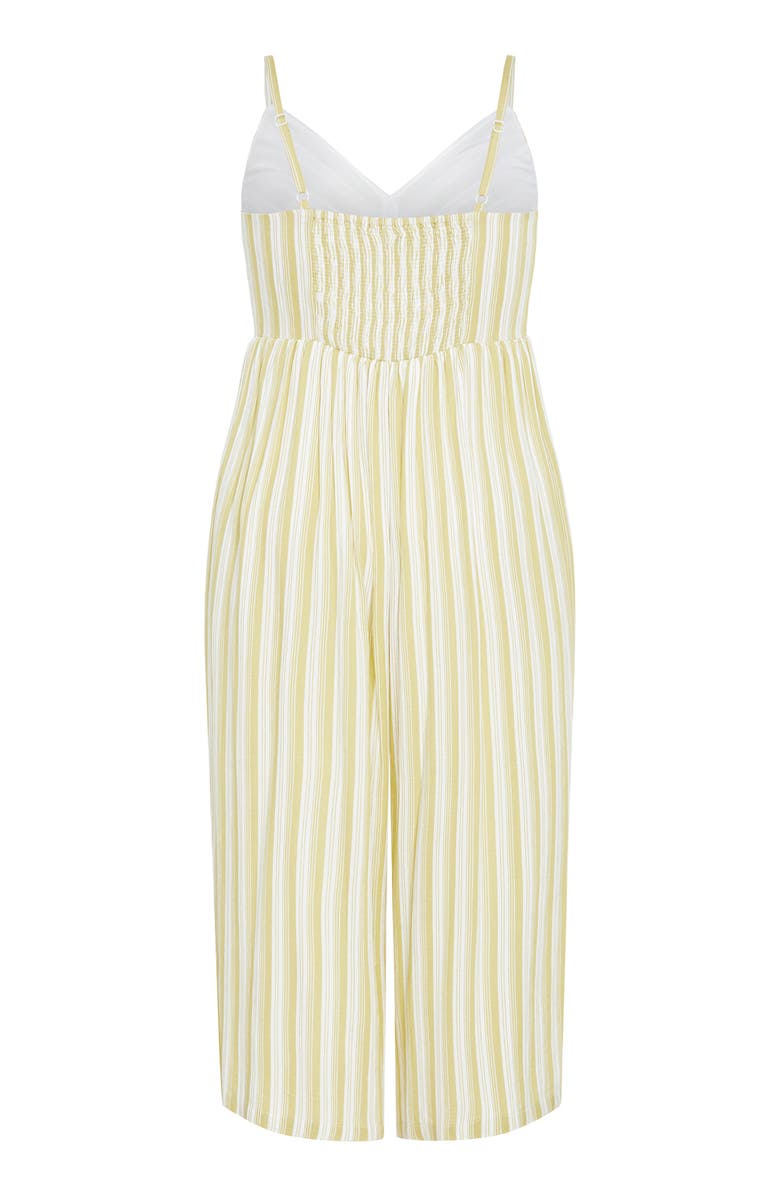 City Chic Lara Stripe Jumpsuit, Alternate, color, Khaki Stripe