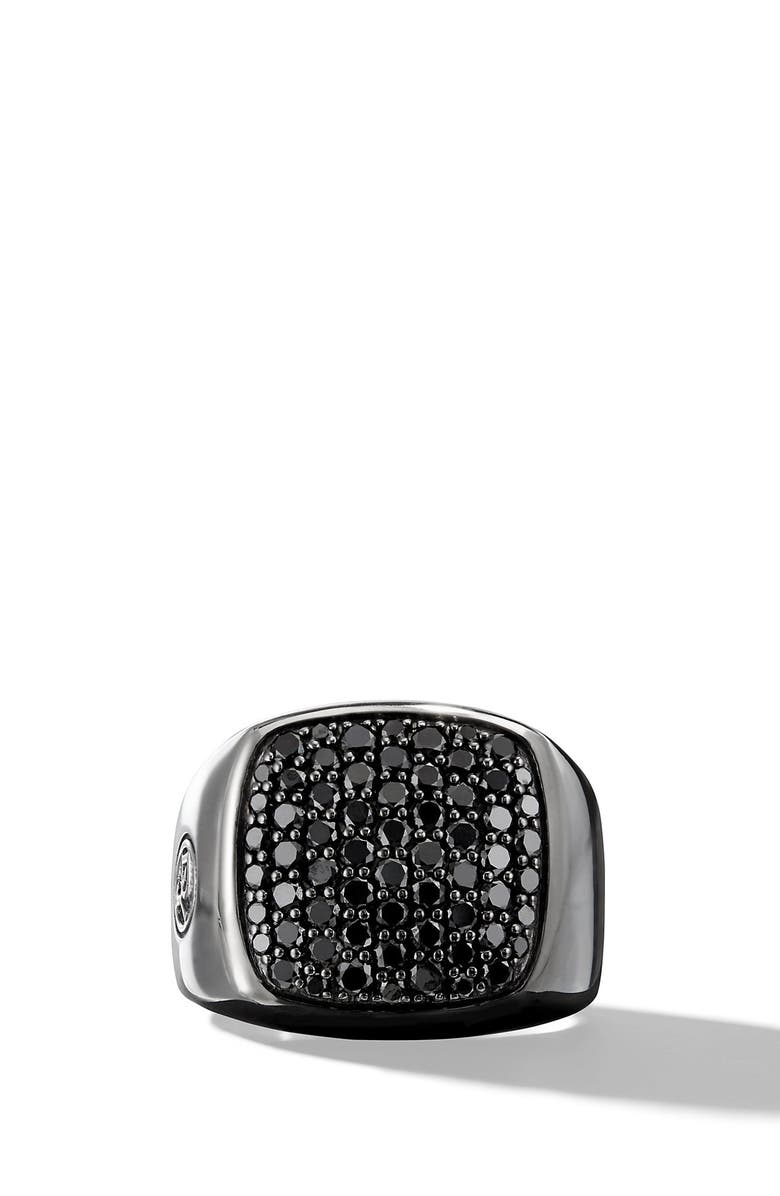 David Yurman Pavé Black Diamond Signet Ring, Alternate, color,