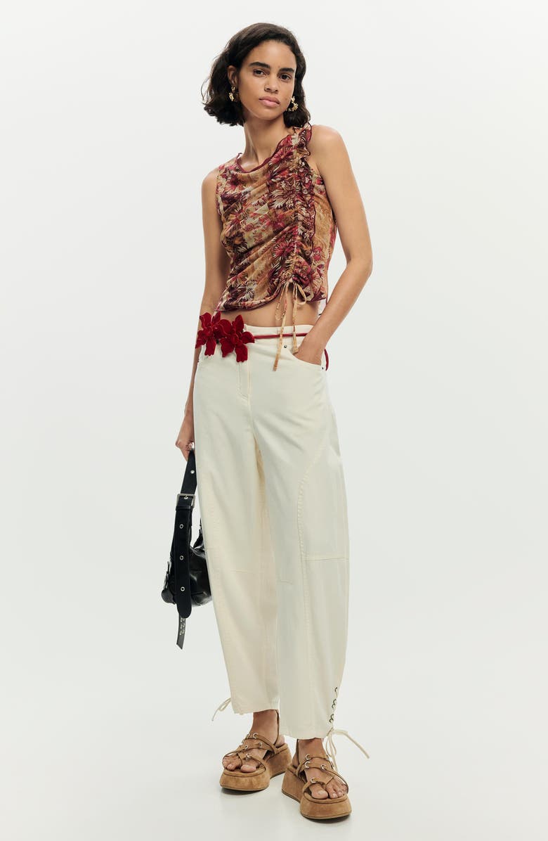 Desigual Cinched Tie Sleeveless Crop T-Shirt, Alternate, color, Orange Multi