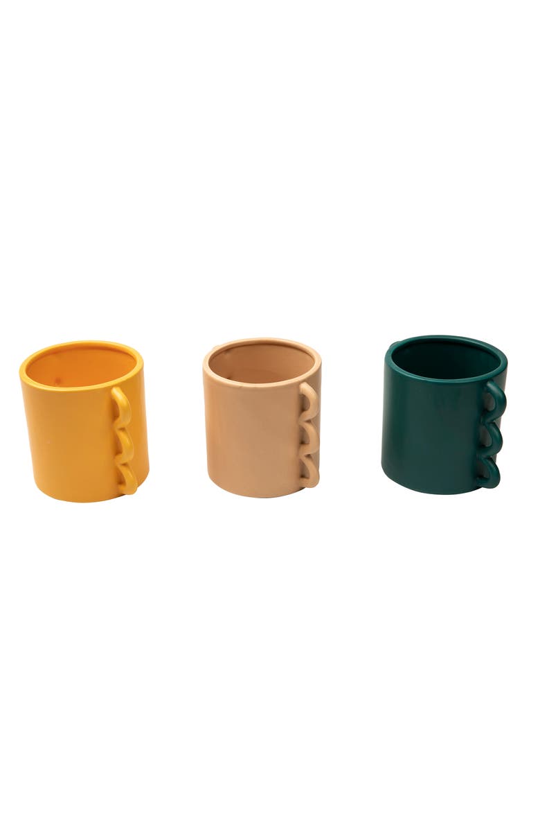 Transpac Ceramic Retro Mod Planter Set of 3 Stylish Spring Home Decorations for Planters in Ceramic, Alternate, color, Multicolored