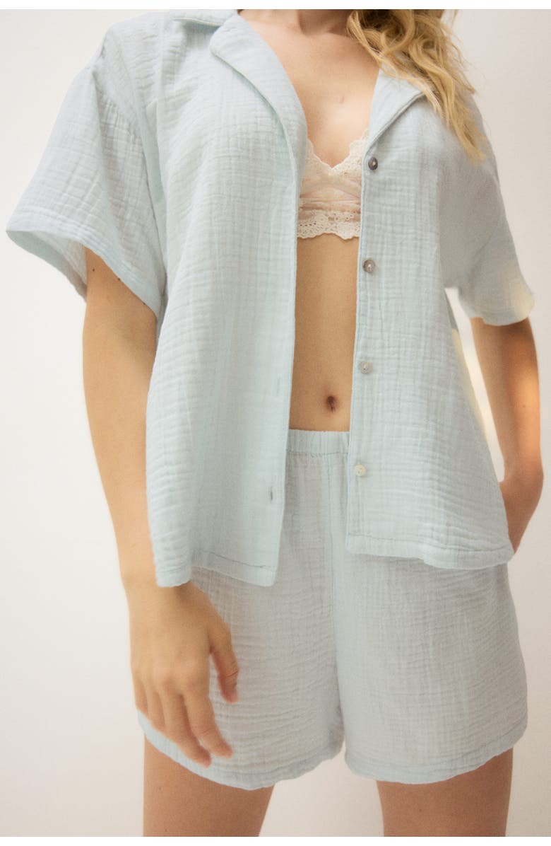 H&M Cotton Muslin Pyjamas, Alternate, color, Light Turquoise