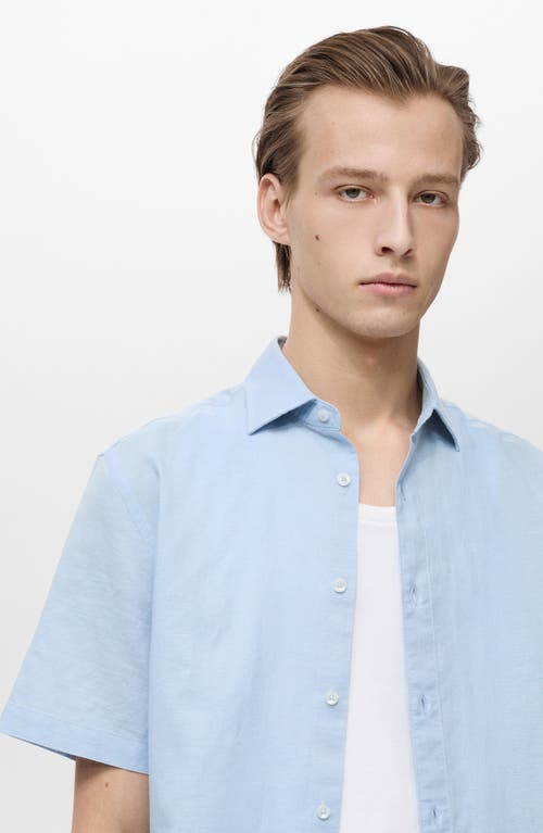 Mango Regular Fit Linen Blend Button-up Shirt