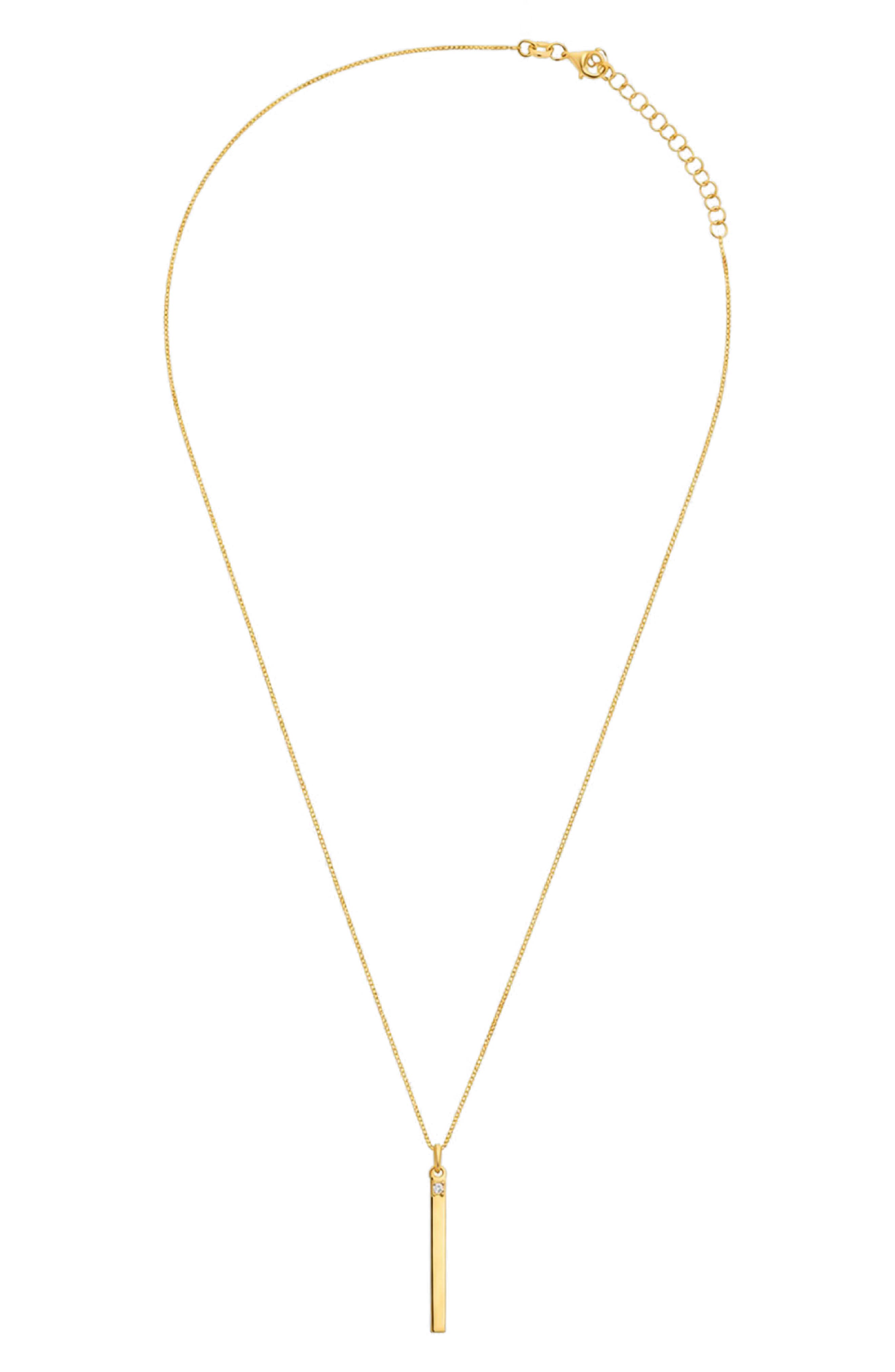 Cubic Zirconia Bar Pendant Necklace
