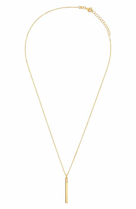 Cubic Zirconia Bar Pendant Necklace