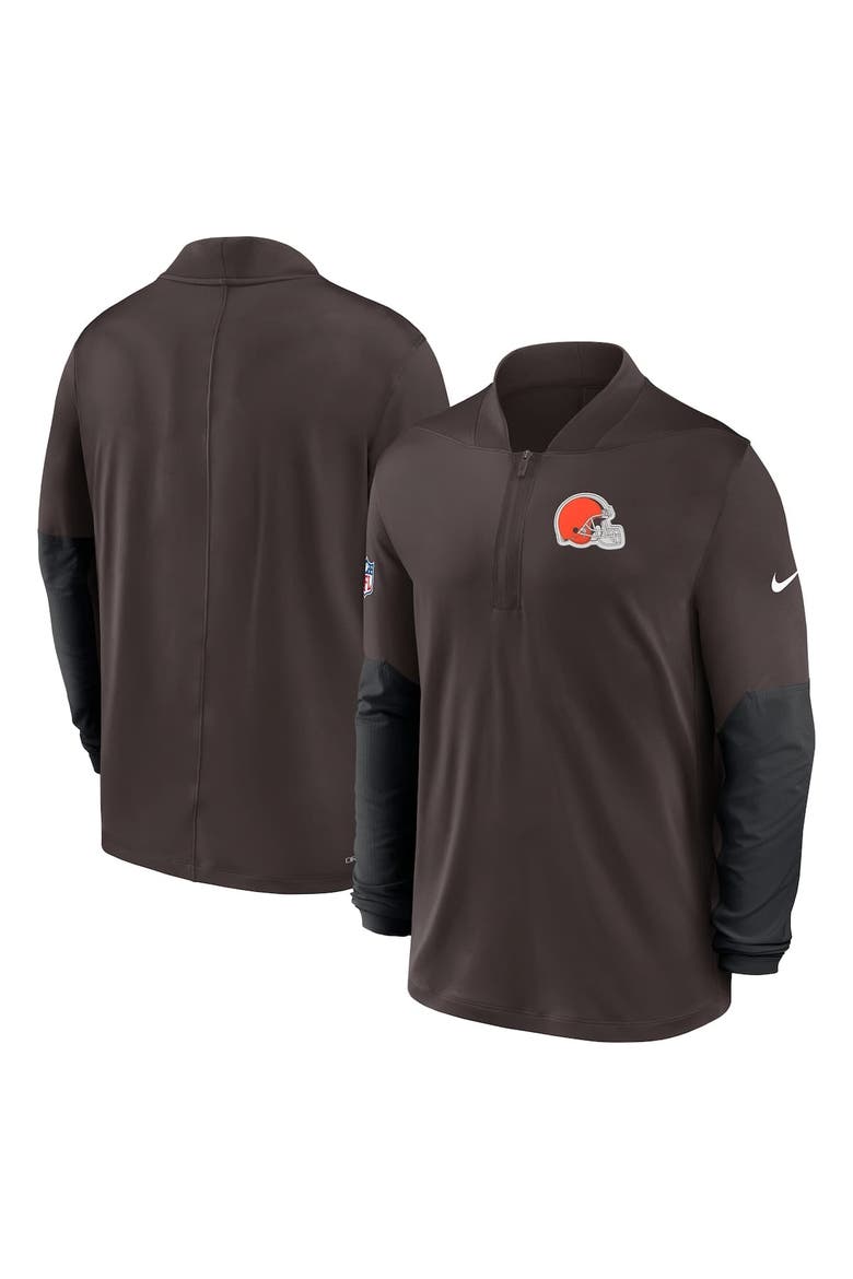 Men's Nike Brown Cleveland Browns Sideline Dri-FIT Half-Zip Pullover, Alternate, color, Brown