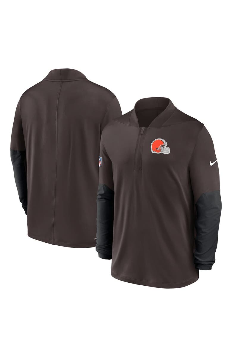 Nike Men's Nike Brown Cleveland Browns Sideline Dri-FIT Half-Zip Pullover, Alternate, color, Brown