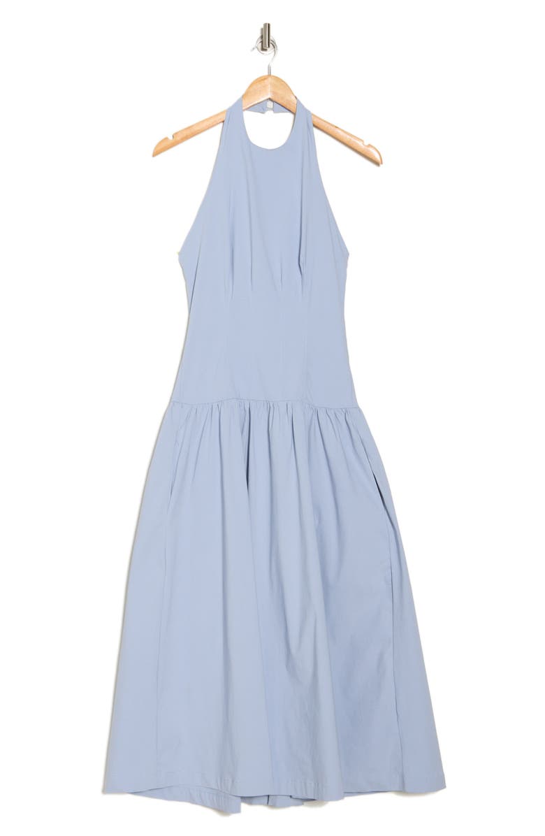 WeWoreWhat Halter Corset Bodice Midi Dress, Alternate, color, Powder Blu