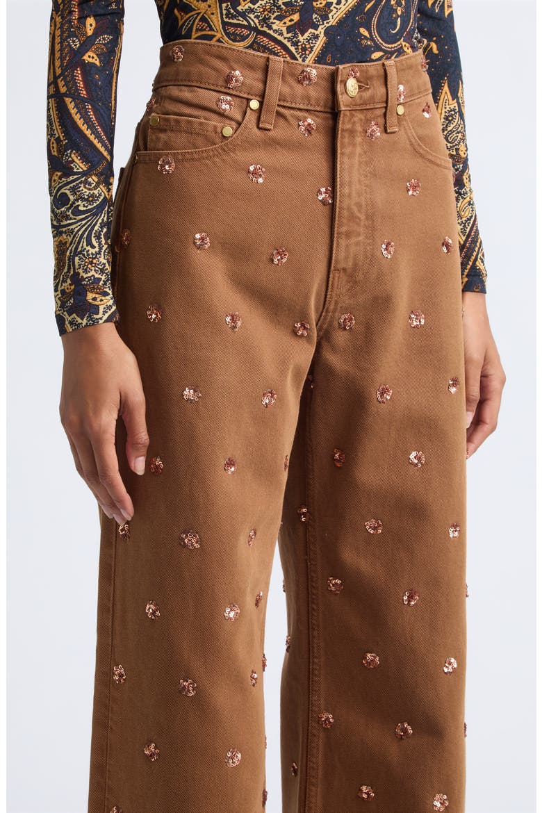 The Willow Embellished Wide Leg Jeans, Alternate, color, EMBELLISHED UMBER