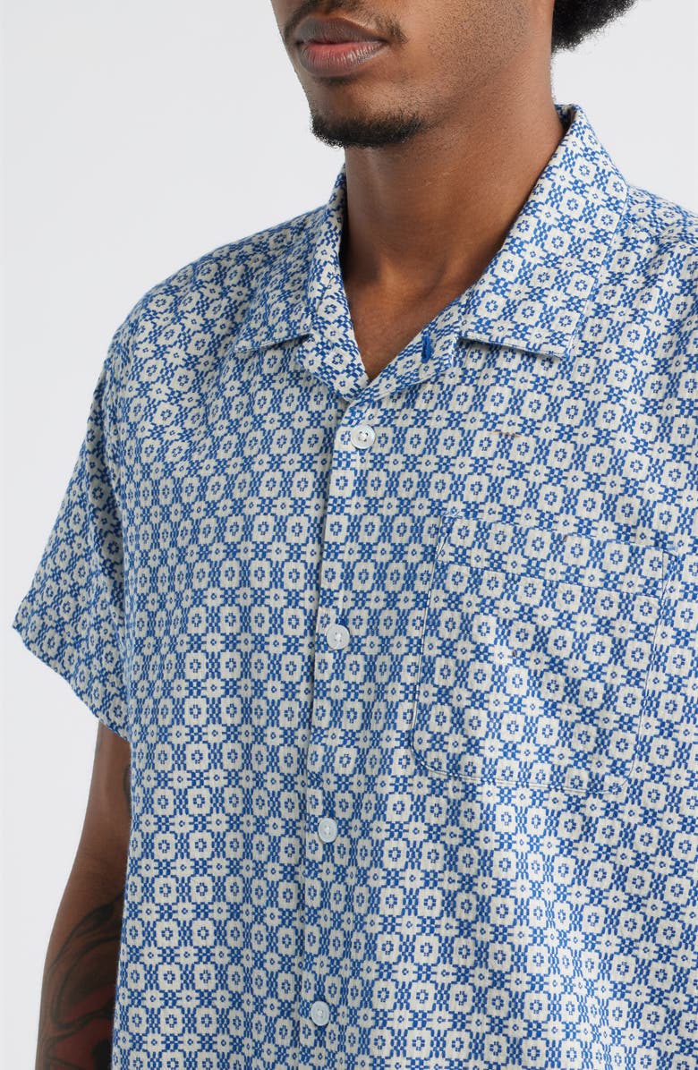 Obey Adrian Woven Camp Shirt, Alternate, color, Unbleached Multi
