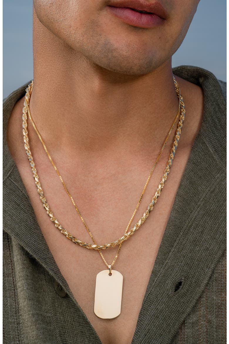 Men's 14K Gold Dog Tag Pendant Necklace (Nordstrom Exclusive), Alternate, color, 14K YELLOW GOLD
