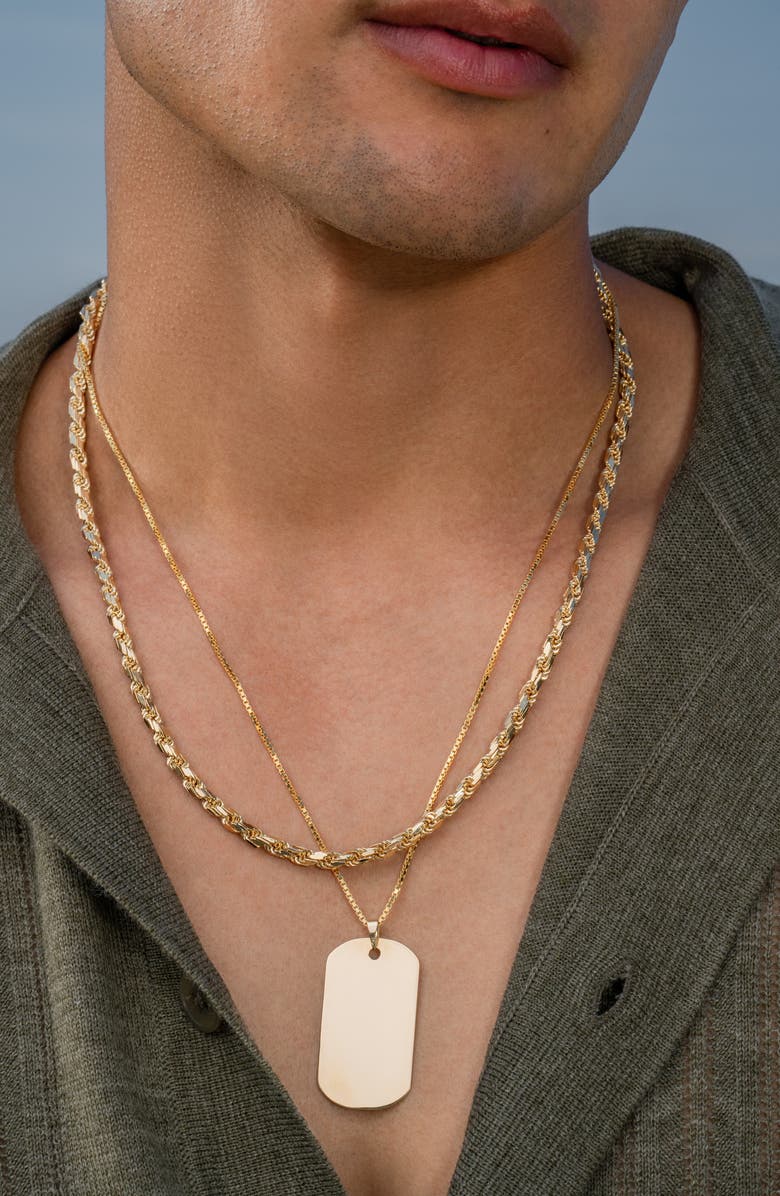 Bony Levy Men's 14K Gold Dog Tag Pendant Necklace, Alternate, color, 14K Yellow Gold