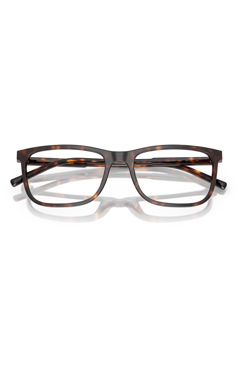 Dolce&Gabbana 53mm Rectangular Optical Glasses, Alternate, color, Havana / Demo Lens