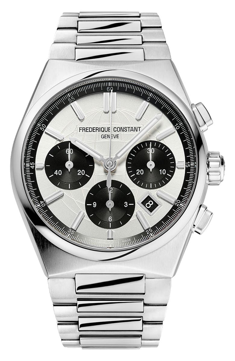 FREDERIQUE CONSTANT Highlife Chronograph Automatic Bracelet Watch, 41mm, Main, color, Silver-Tone