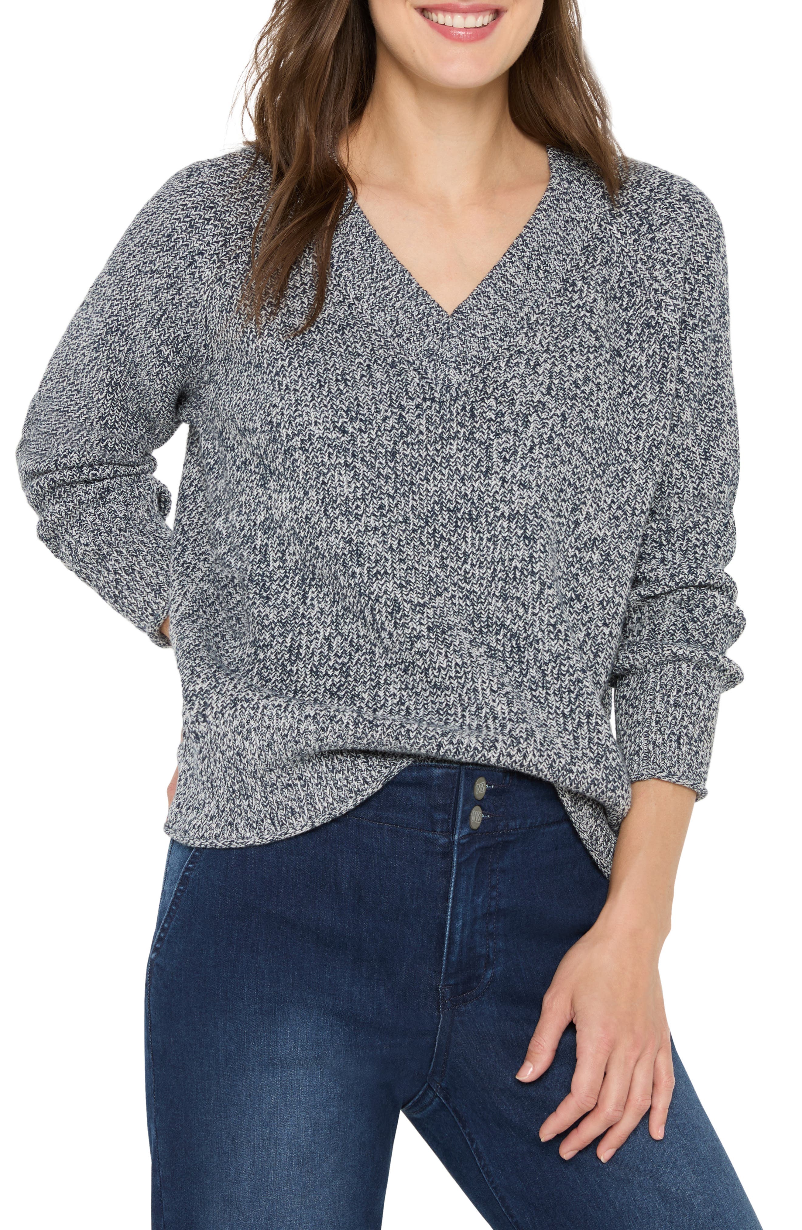 NIC+ZOE Shaker Stitch V-Neck Sweater