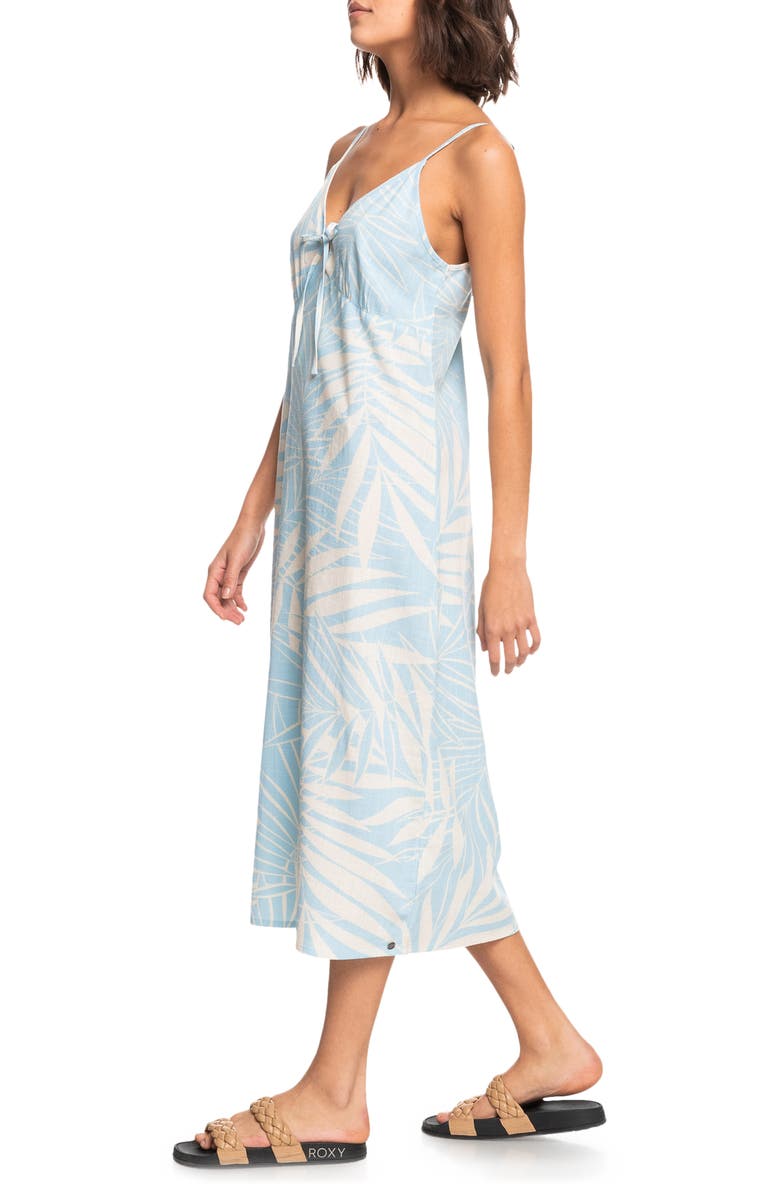 Roxy Lady Palm Print Cotton Blend Midi Dress, Alternate, color,
