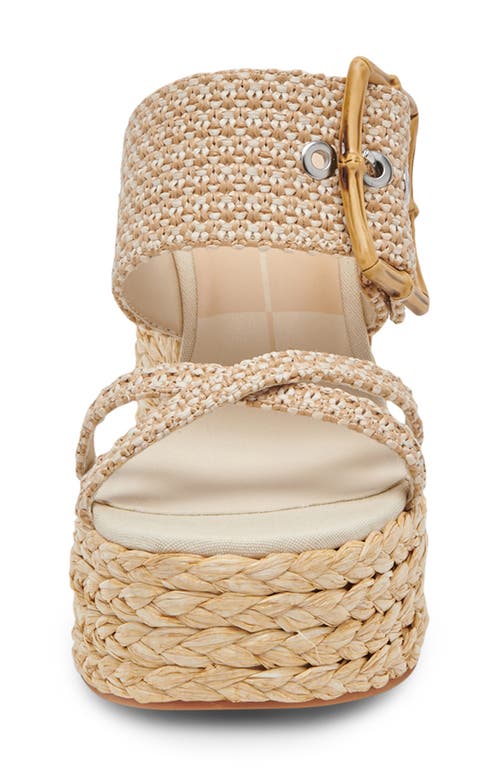 Dolce Vita Edwina Raffia Platform Slide Sandal In White/natural Raffia