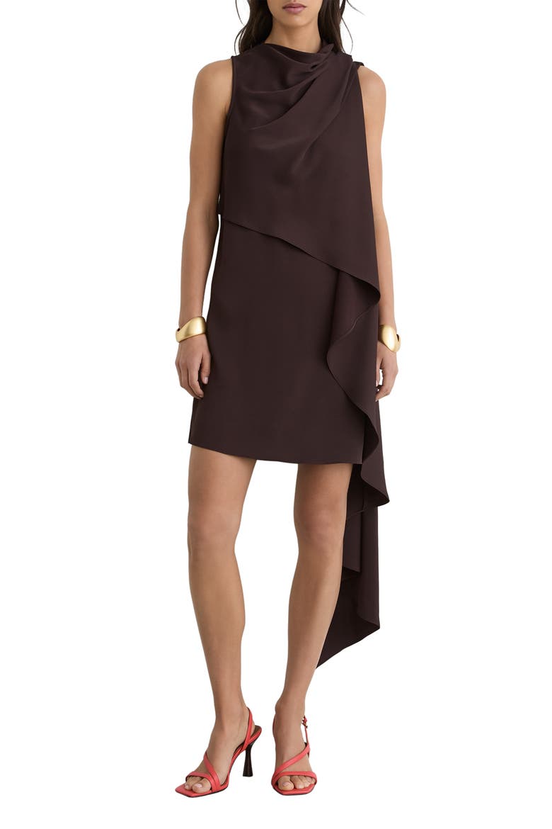 Wrenley Cowl Neck Minidress, Main, color, CHOCOLATE BROWN