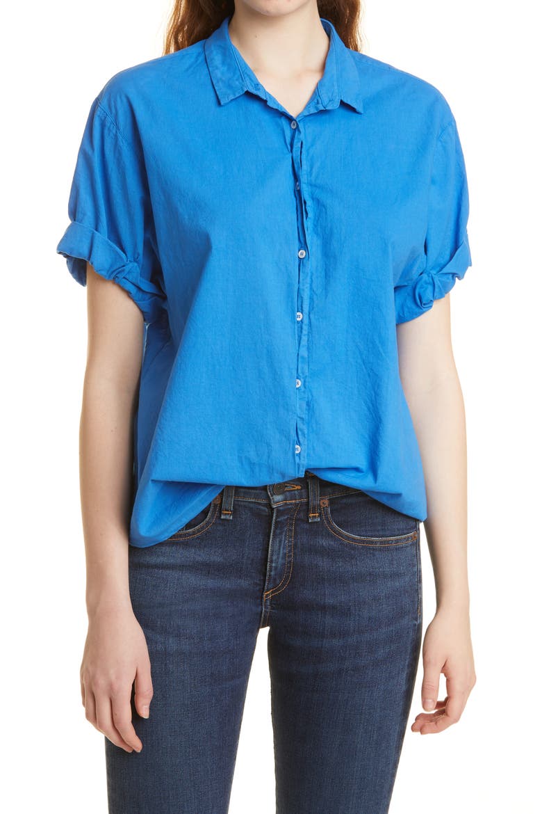 Channing Cotton Button-Up Shirt, Main, color, TRUE BLEU