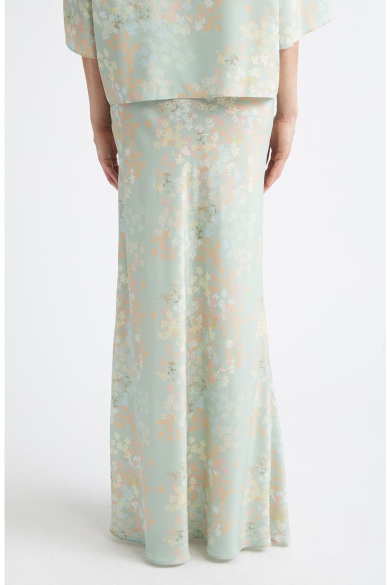 Emily Floral Print Silk Maxi Skirt, Alternate, color, JASMIN - MINT
