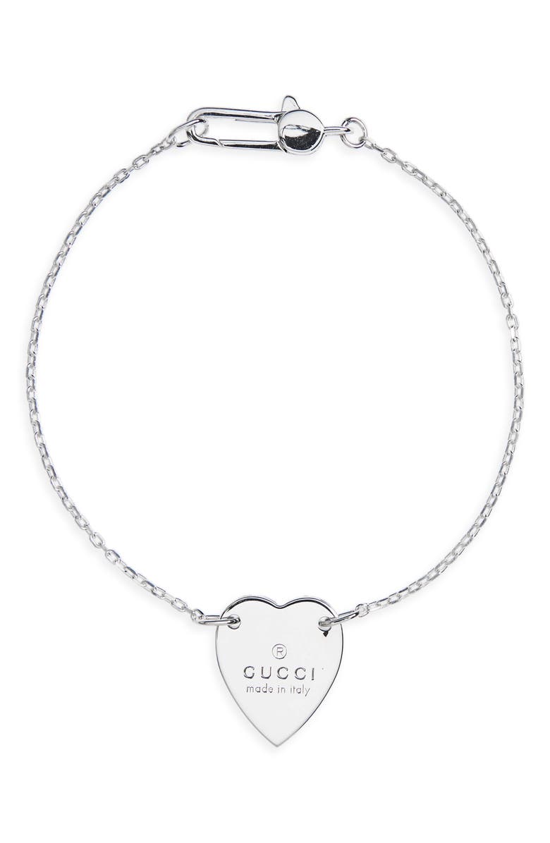 Gucci Trademark Heart Chain Bracelet, Main, color, Sterling Silver