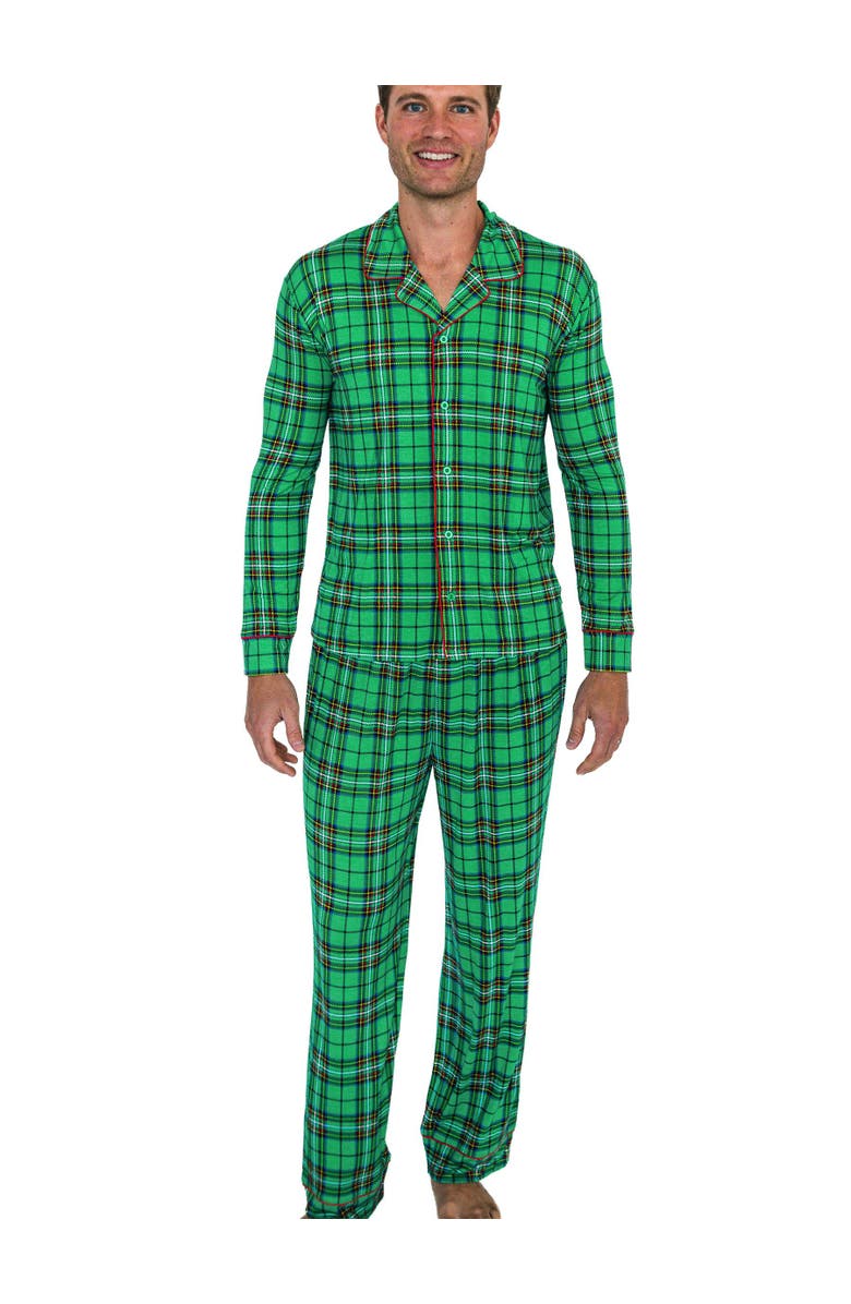 RuffleButts SoftSnooze Adult Gender Inclusive Holiday Button Up Pajama Set, Main, color,