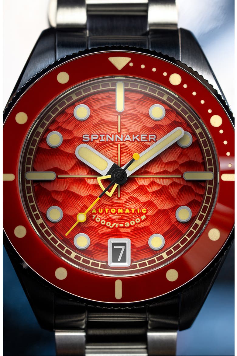 Challenger Automatic Bracelet Watch, 42mm, Alternate, color, RED