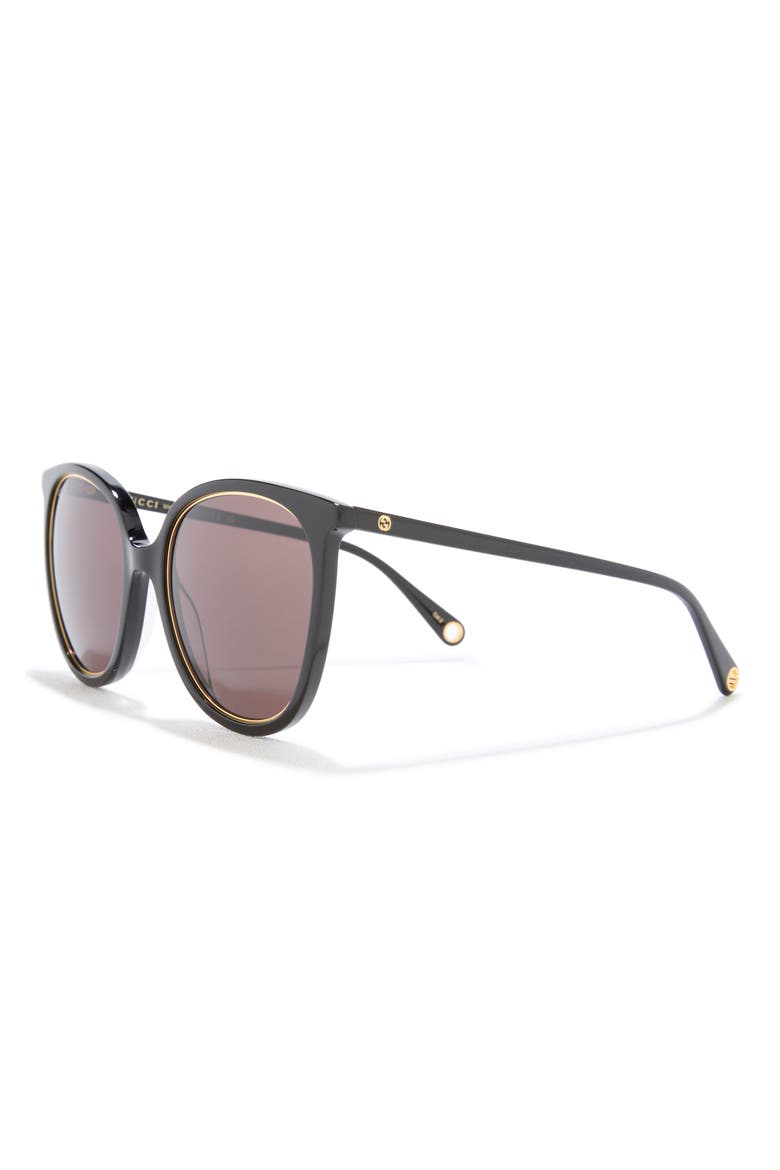 56mm Oval Sunglasses on a Chain, Alternate, color, BLACK BLACK BROWN