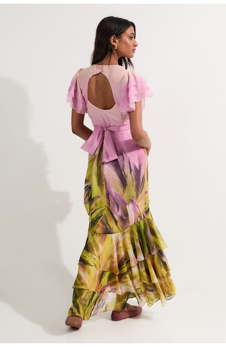 Karen Millen Button Through Ruffle Sleeve Maxi Dress, Alternate, color, Lilac