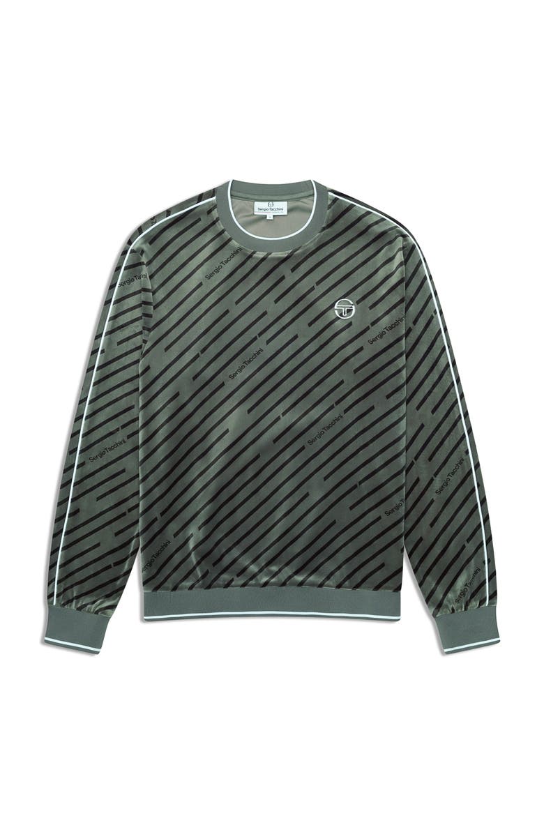 Sergio Tacchini Obliquo Velour Crewneck, Alternate, color, Agave Green