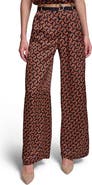 KARL LAGERFELD PARIS Geo Print Side Stripe Belted Pants