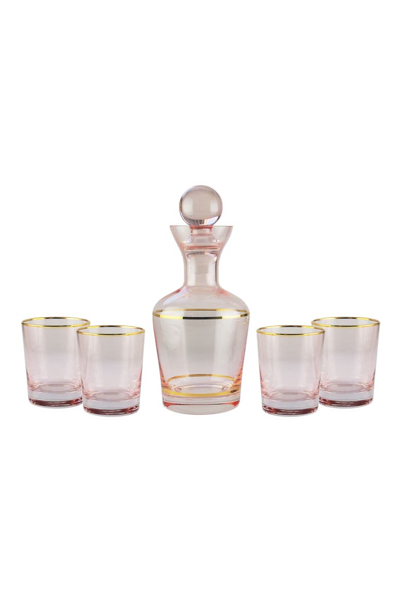 Vivienne 5-Piece Carafe Set, Main, color, PINK/ GOLD