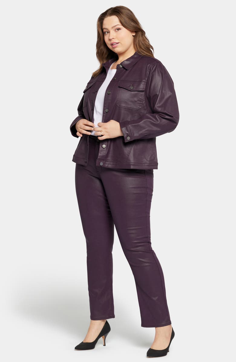 NYDJ Coated Stretch Denim Jacket, Alternate, color, Eggplant Coated