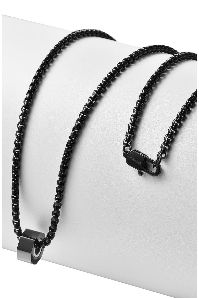 Men's Octagon Pendant Necklace, Alternate, color, BLACK