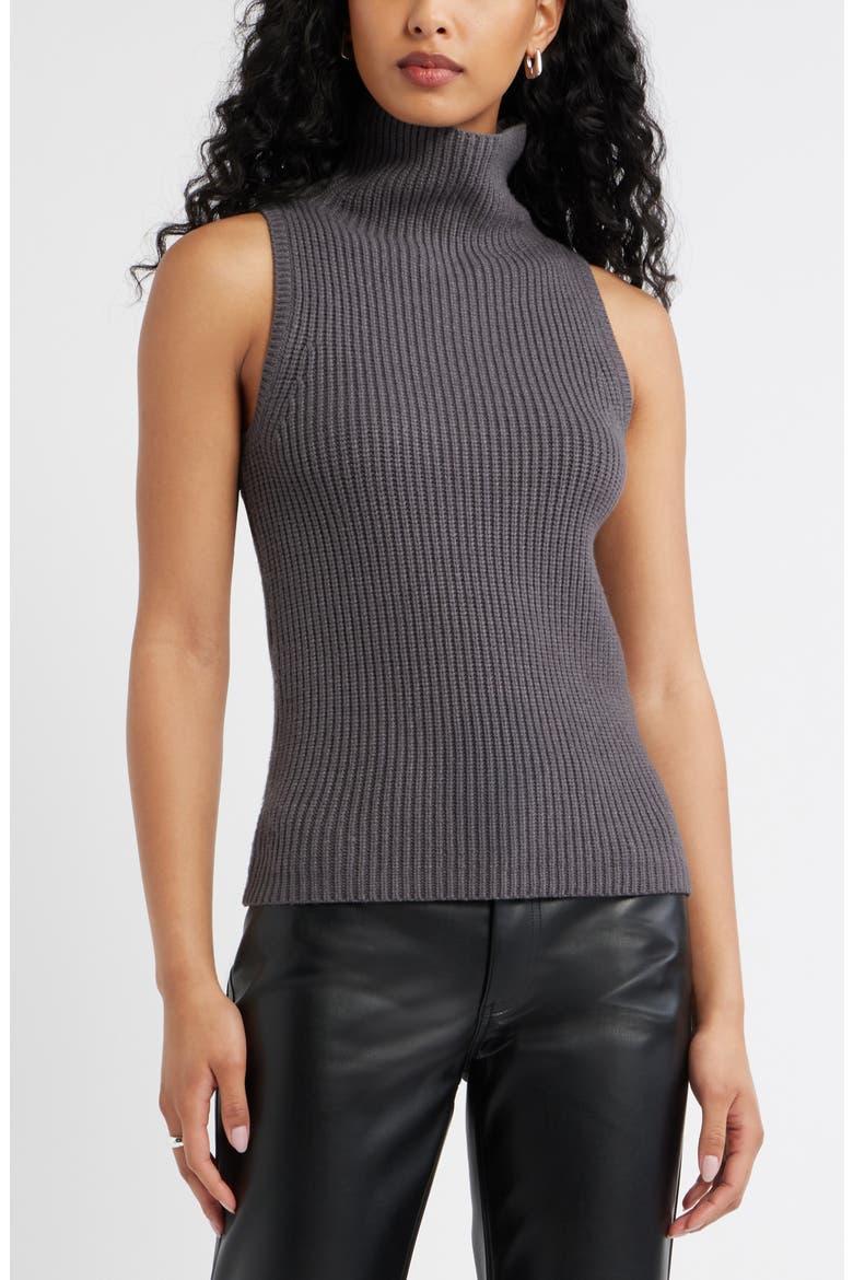 Sleeveless Funnel Neck Sweater, Main, color, GREY MEDIUM CHARCOAL HEATHER