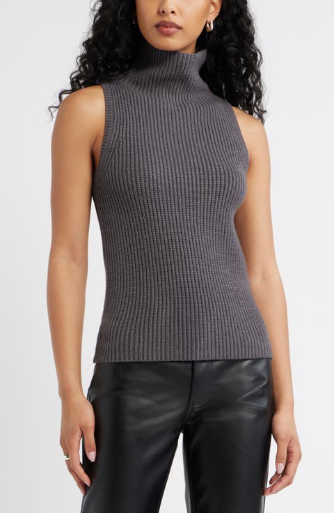 Sleeveless Funnel Neck Sweater
