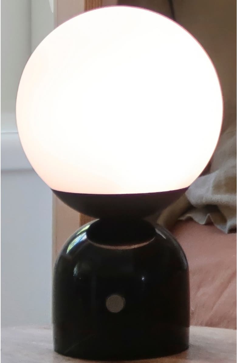 Brightech Mila 9.85" Marble LED Bedside Table Lamp with Built-In 3-Way Dimmer, Alternate, color, Classic Black