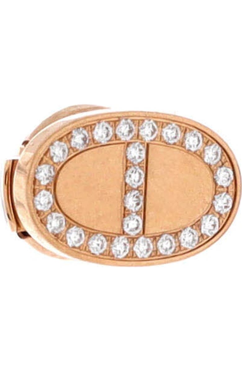 Pre-Owned Hermes Chaine d'Ancre Contour Stud Earrings 18K Rose Gold and Diamonds, Alternate, color, Rose Gold