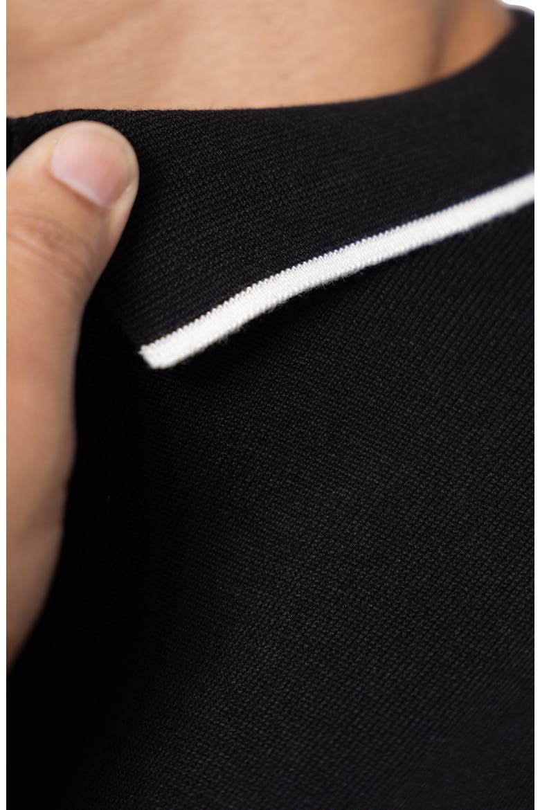 V-Neck Polo Sweater, Alternate, color, BLACK