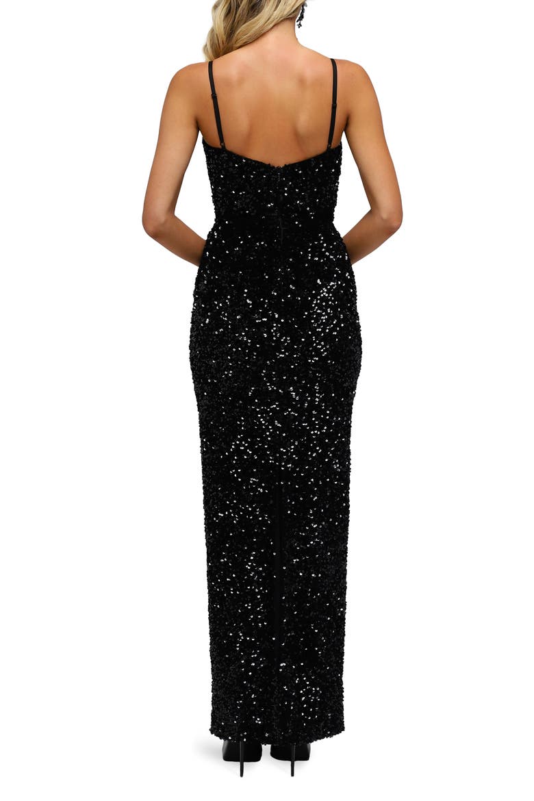 Lyla Sequin Cutout Gown, Alternate, color, BLACK