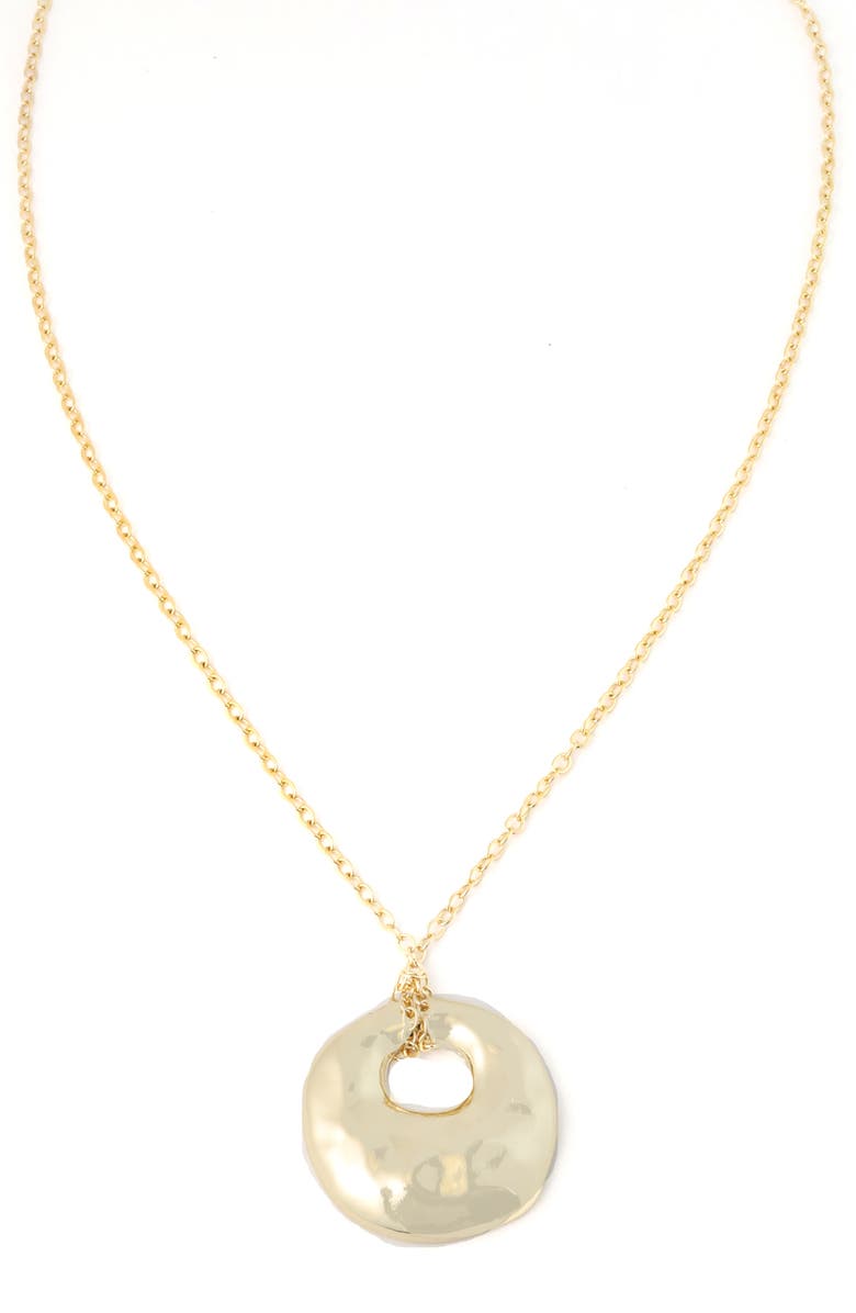 Panacea Gold Hammered Long Circle Pendant Necklace, Main, color, Gold