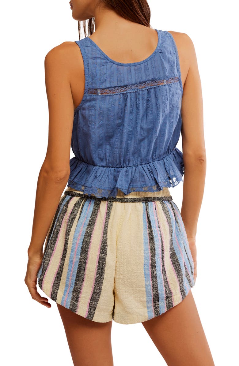 Free People Alana Lace Trim Peplum Top, Alternate, color, Blue Topaz