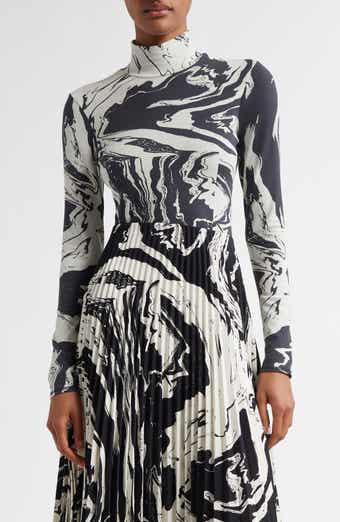Marras Marbleized Cotton Blend Turtleneck Top