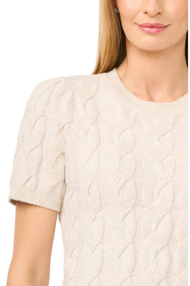 Cotton Blend Cable Knit Sweater, Alternate, color, SUGAR