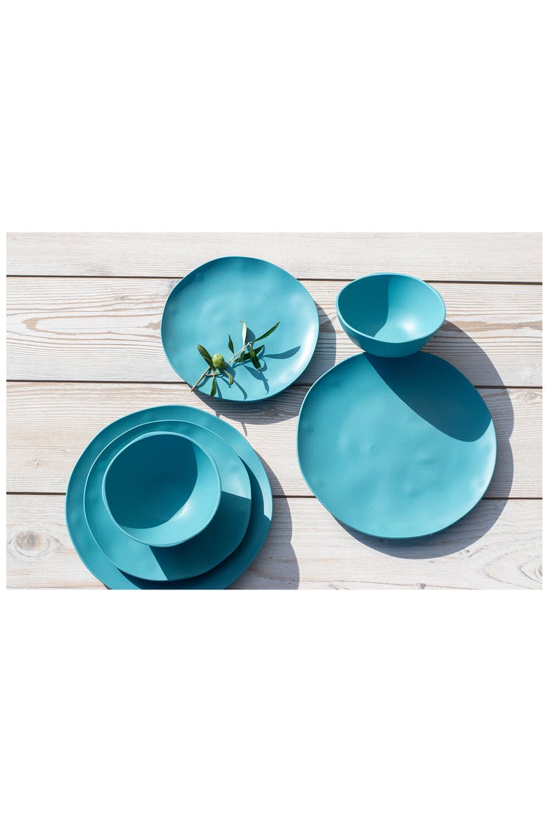 Organic Coupe Wheat Set of Twelve Melamine Dinnerware Set, Alternate, color, BLUE