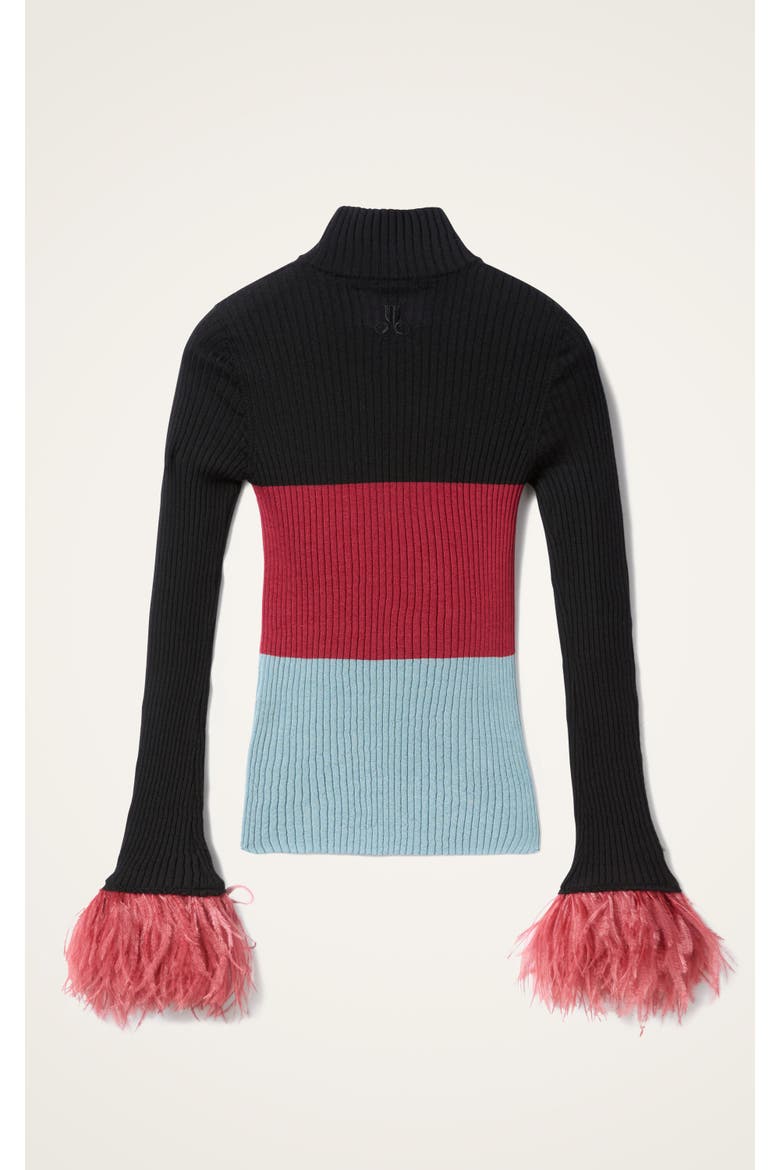High Kick Top With Feathers, Alternate, color, Color Block Black