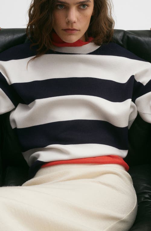 Mango Lotuini Stripe Sweater In Dark Navy