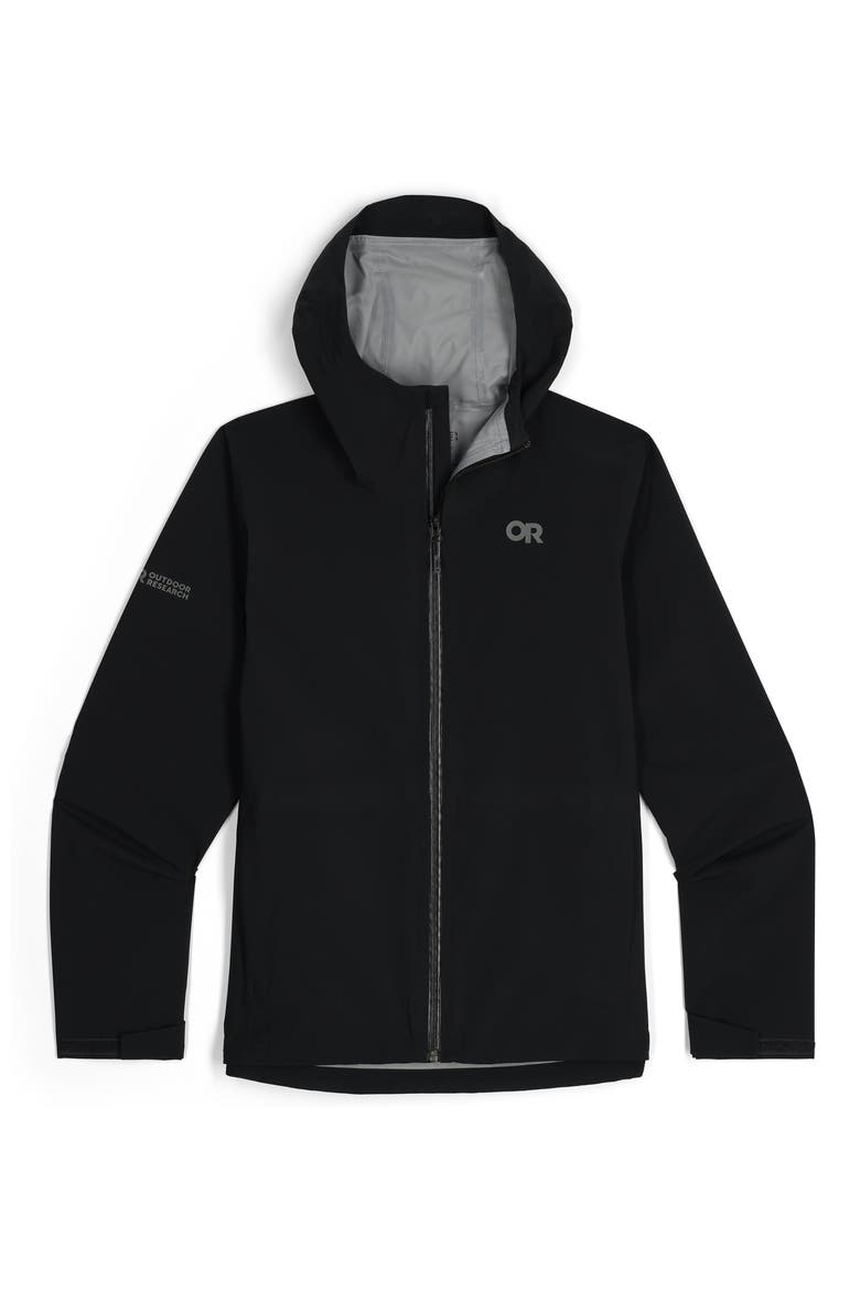Stratoburst Packable Rain Jacket, Main, color, BLACK