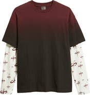 SANTO STUDIO Ispica Long Sleeve Cotton Layered Look T-Shirt